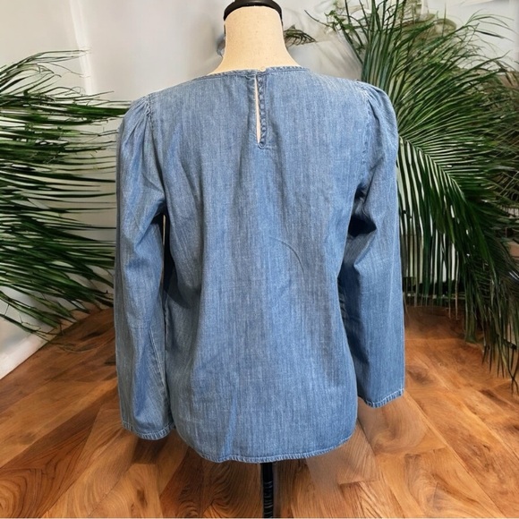 J.Crew Chambray Peasant Blouse - Small - Picture 3 of 9